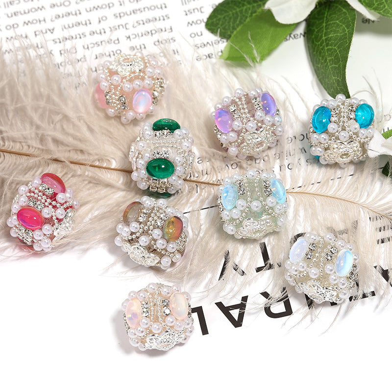 Beaded Rose Diamond Ball String Beads Light Luxury Creative Round Beads Handmade DIY Bead Pen Mobile Chain Loose Beads