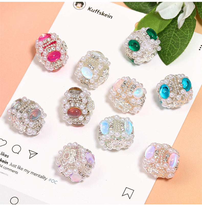 Beaded Rose Diamond Ball String Beads Light Luxury Creative Round Beads Handmade DIY Bead Pen Mobile Chain Loose Beads