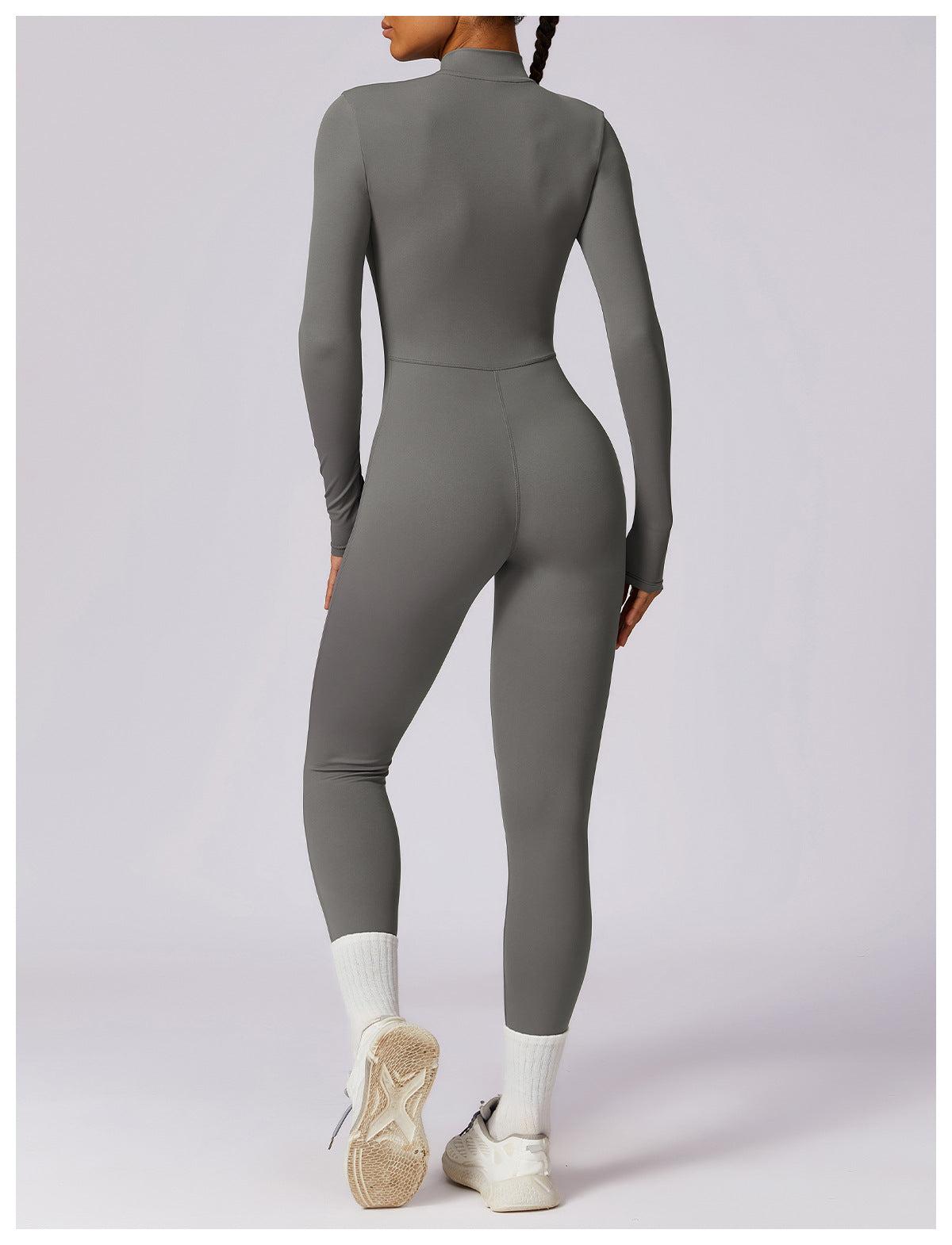 Bodysuit Women Jumpsuit Zipper Long Sleeved Solid Color One-piece Suit Yoga Sports Tight Fitting Breathable Jumpsuit
