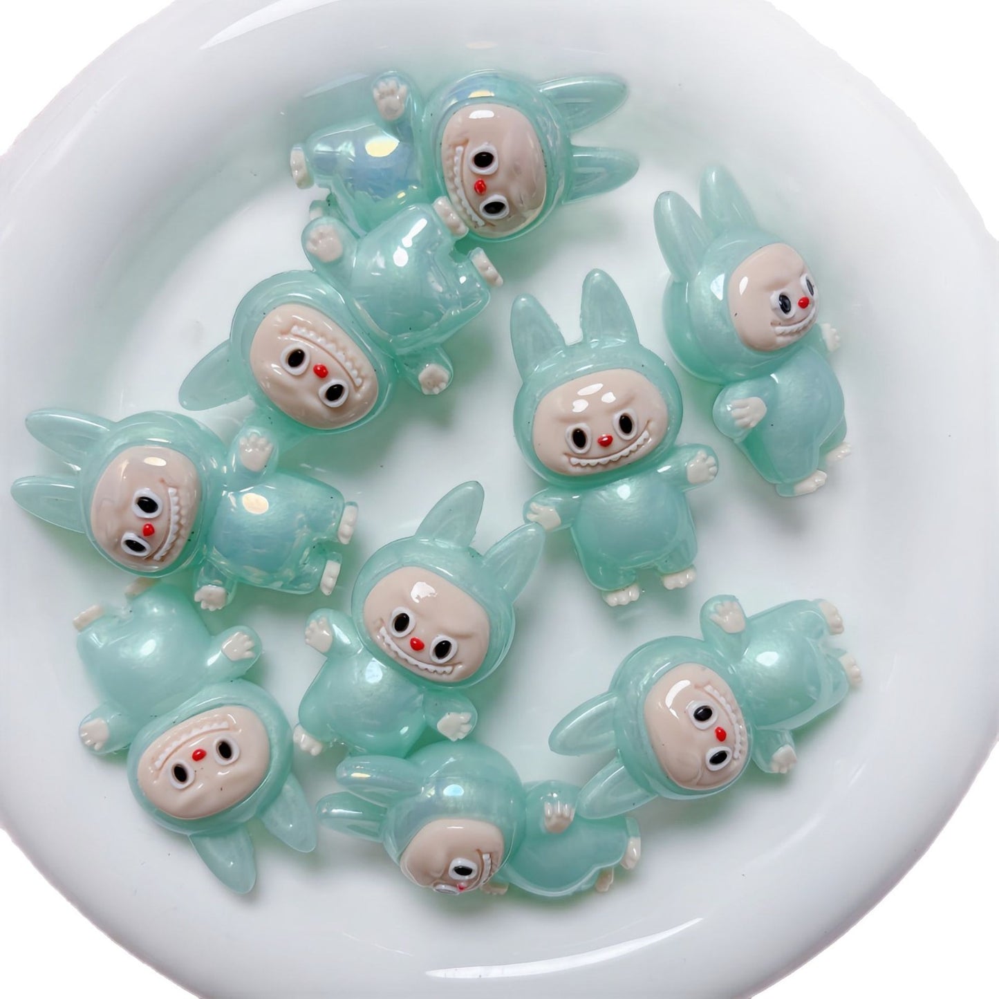 Labubu Cute Cartoon Fine Shining Night Light Straight hole Bead Loose Bead DIY Mobile Phone Chain Material Jewelry Accessories