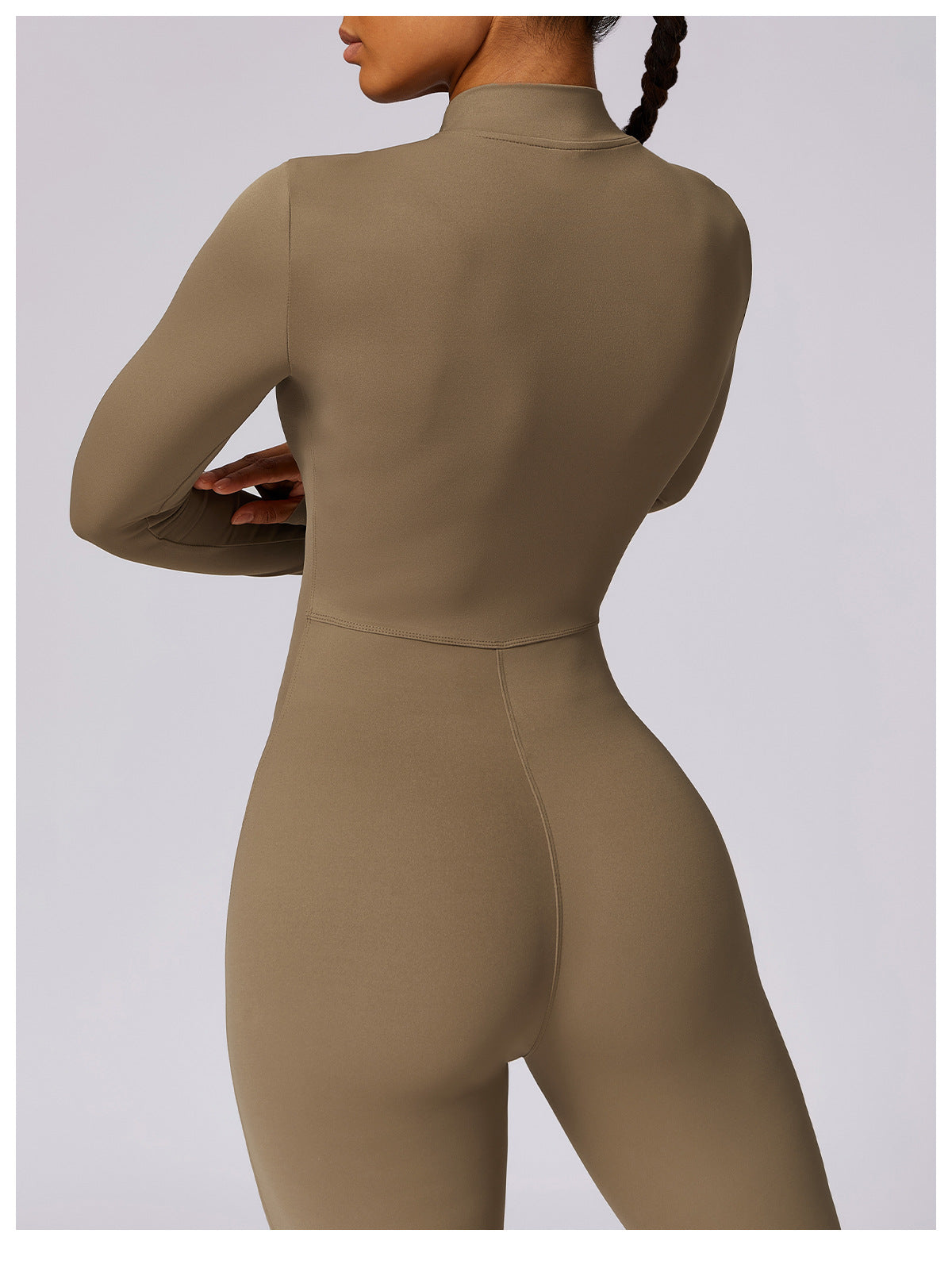 Bodysuit Women Jumpsuit Zipper Long Sleeved Solid Color One-piece Suit Yoga Sports Tight Fitting Breathable Jumpsuit