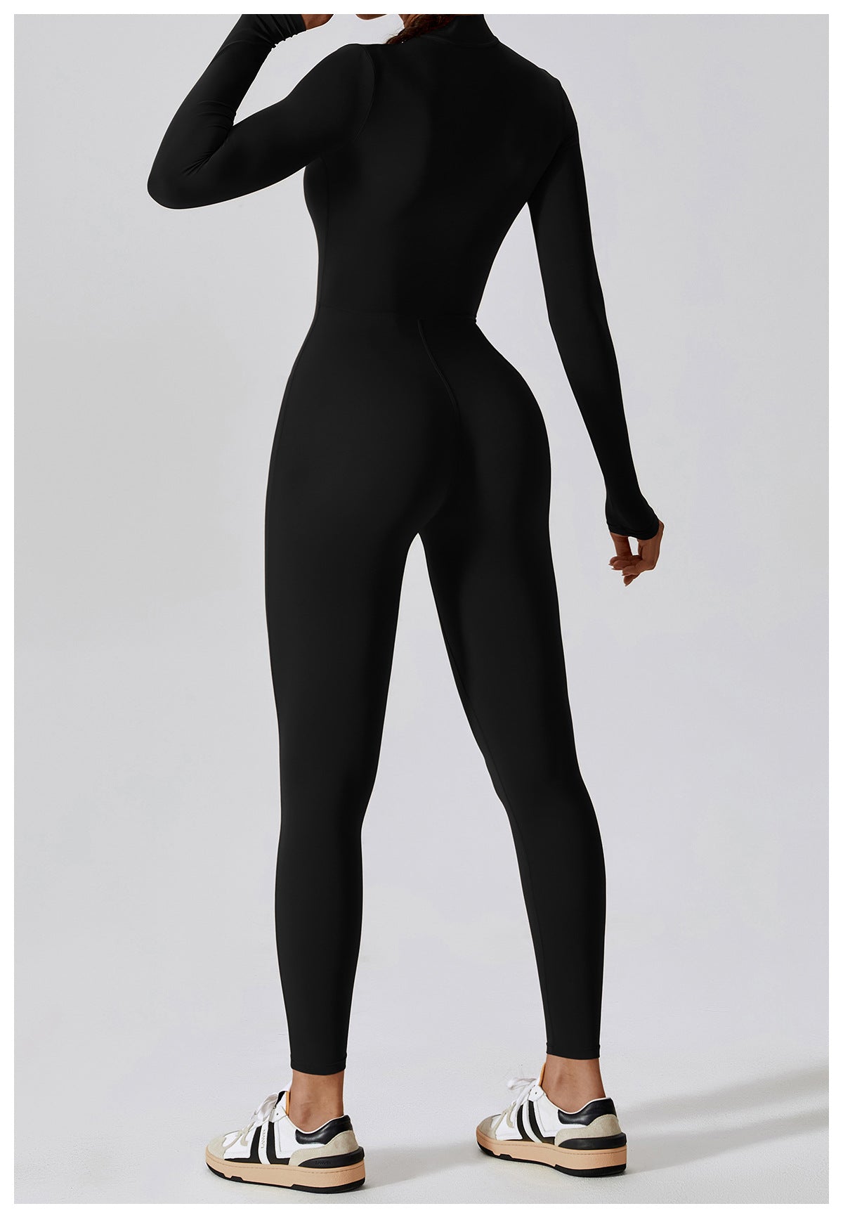 Bodysuit Women Jumpsuit Zipper Long Sleeved Solid Color One-piece Suit Yoga Sports Tight Fitting Breathable Jumpsuit