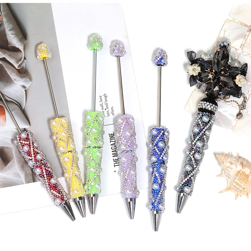 Bead Fine Sparkling Bubble Bead Pen Light Luxury Heavy Industry Bead Pen High Beauty Colorful Chain Cute Bead Pen