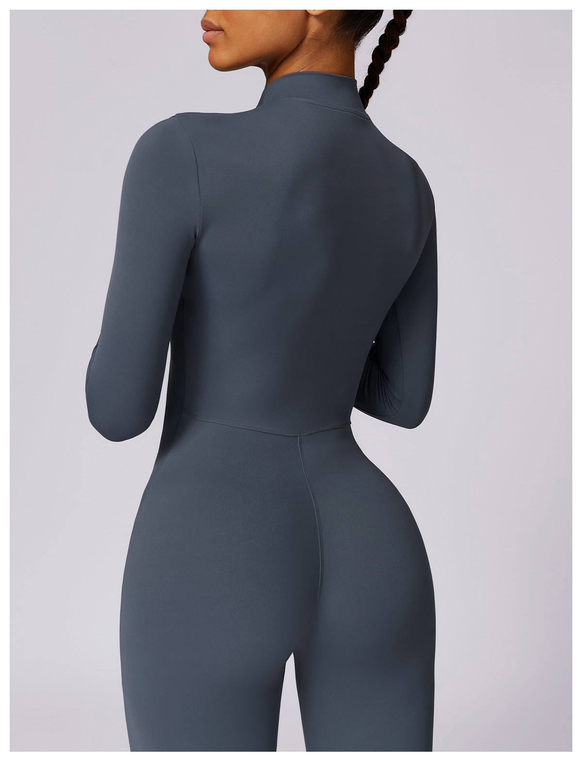 Bodysuit Women Jumpsuit Zipper Long Sleeved Solid Color One-piece Suit Yoga Sports Tight Fitting Breathable Jumpsuit