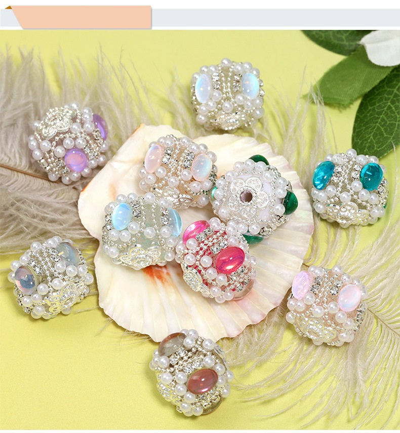 Beaded Rose Diamond Ball String Beads Light Luxury Creative Round Beads Handmade DIY Bead Pen Mobile Chain Loose Beads