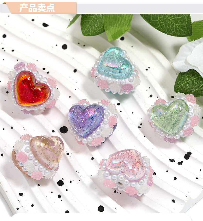 Clay Love Bead Light Luxury Simple Fine Flash Heavy Industry Loose Bead Accessories DIY Bead Pen Jewelry Accessories