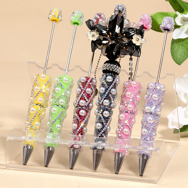 Bead Fine Sparkling Bubble Bead Pen Light Luxury Heavy Industry Bead Pen High Beauty Colorful Chain Cute Bead Pen