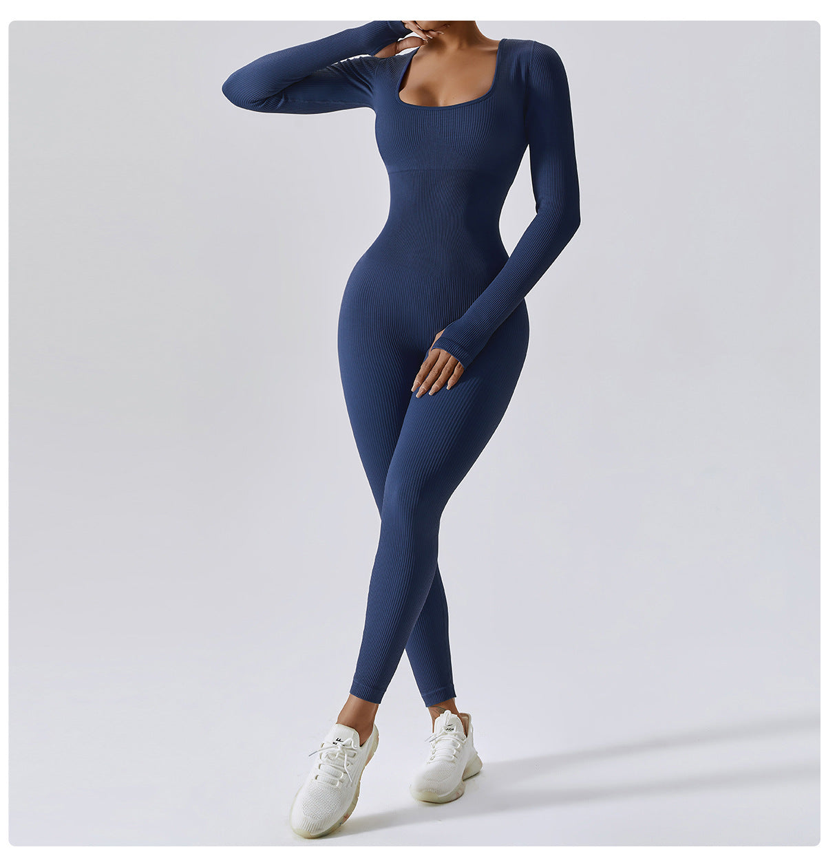 Bodysuit Women Seamless Jumpsuit Long Sleeved Pants Yoga Fitness One-piece Suit High Waist Hip Lifting Jumpsuit