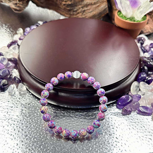Crystal Bracelet Cat Eye Stone Imitation Purple Flower Emperor Yellow Pine Handmade Elastic Thread Bracelet