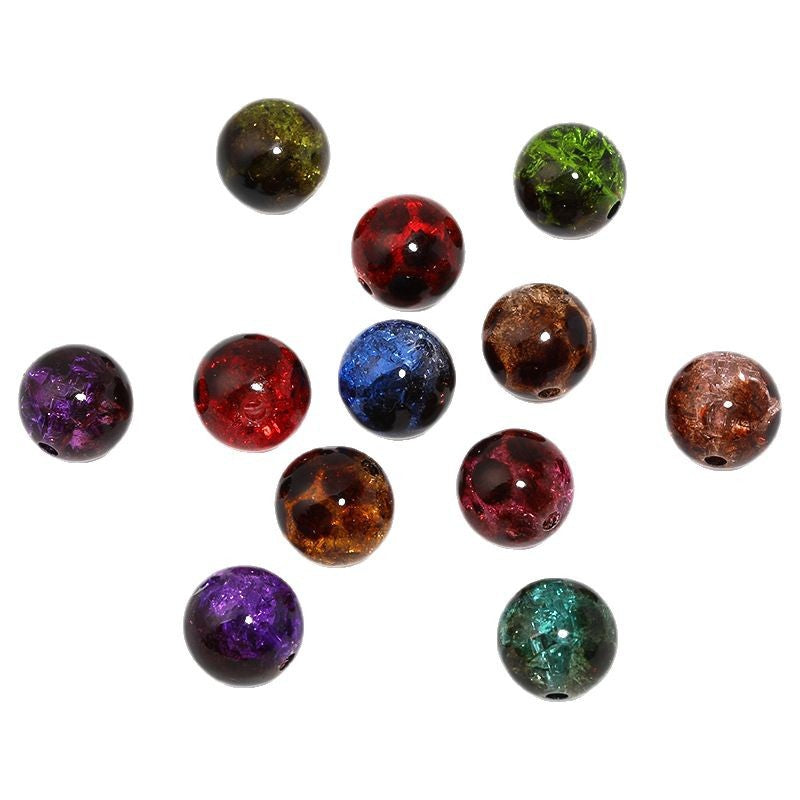 Bead Colored Ice Crack High Brightness Bead Acrylic Transparent Amber Burst Round Bead DIY Bracelet Keychain Loose Bead