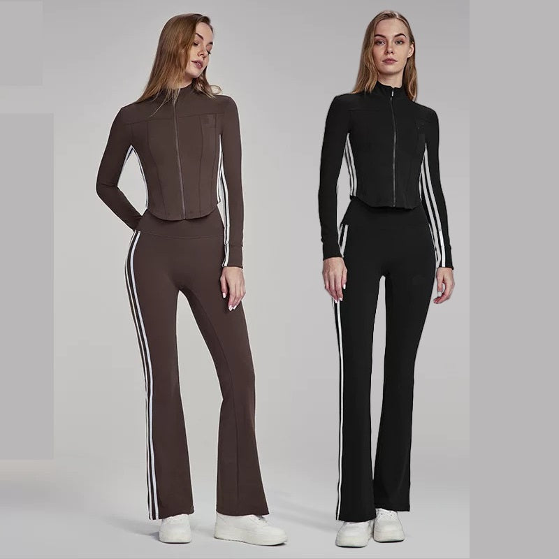 Stand Up Collar Women Yoga Suit Zipper Slim Fit High Casual Sports Outdoor Running Fitness Suit