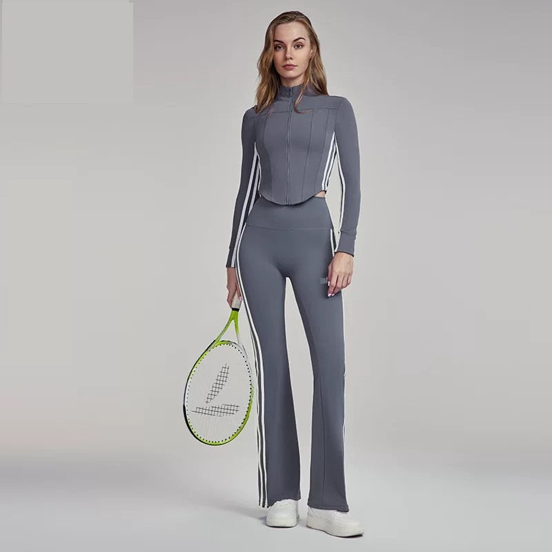 Stand Up Collar Women Yoga Suit Zipper Slim Fit High Casual Sports Outdoor Running Fitness Suit
