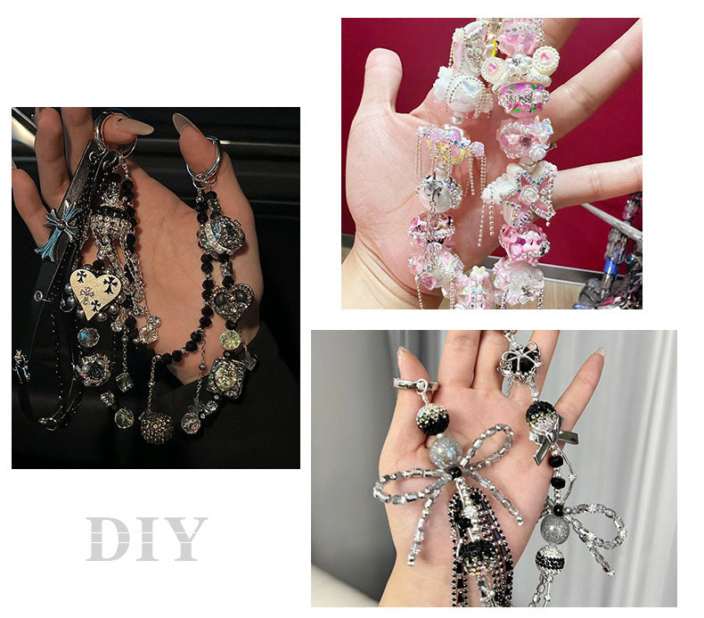 Bead New Candy Color Pearl Diamond Ball Water Diamond Chain Straight Hole Bead DIY Phone Chain Bead Pen Accessories