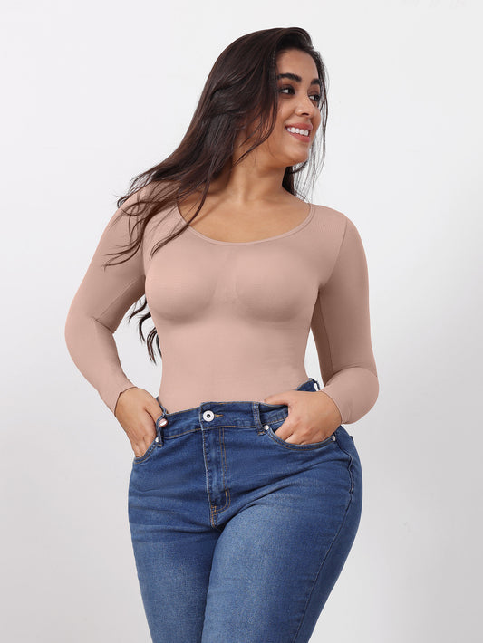 Bodysuit Women Shapewear Seamless Long Sleeved Corset One-piece Underwear Plus Size Bodysuit