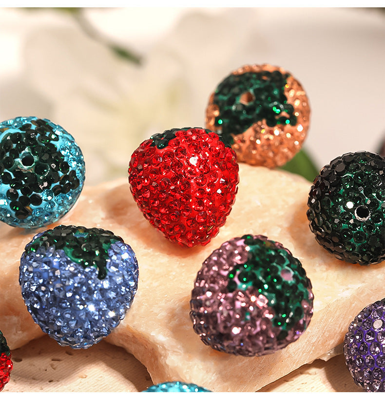 Bead Heavy Industry Strawberry Clay Water Diamond Ball Through Hole Bead DIY Bead Pen Phone Chain Jewelry Accessories Loose Beads