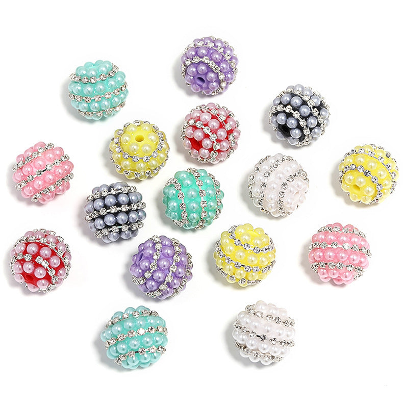 Bead New Candy Color Pearl Diamond Ball Water Diamond Chain Straight Hole Bead DIY Phone Chain Bead Pen Accessories
