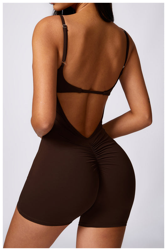 Women Jumpsuit Hip Lifting Tight Fitting One-piece Yoga Suit Quick Drying Sports Fitness Jumpsuit