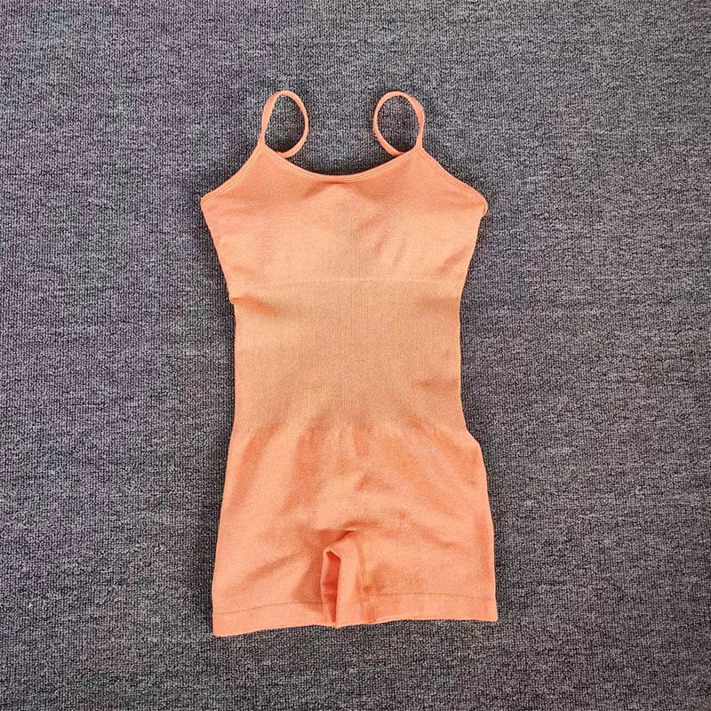 Women Seamless Jumpsuit Tight Fitting Hip Lifting Jumpsuit Shorts Yoga Sports Gym Sleeveless Jumpsuit