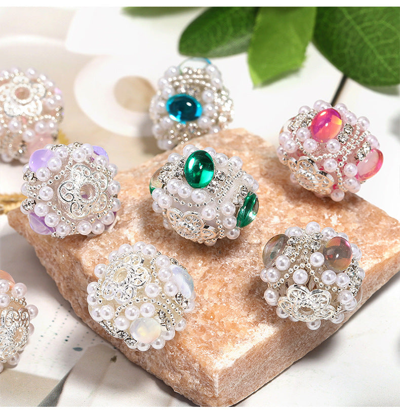 Beaded Rose Diamond Ball String Beads Light Luxury Creative Round Beads Handmade DIY Bead Pen Mobile Chain Loose Beads