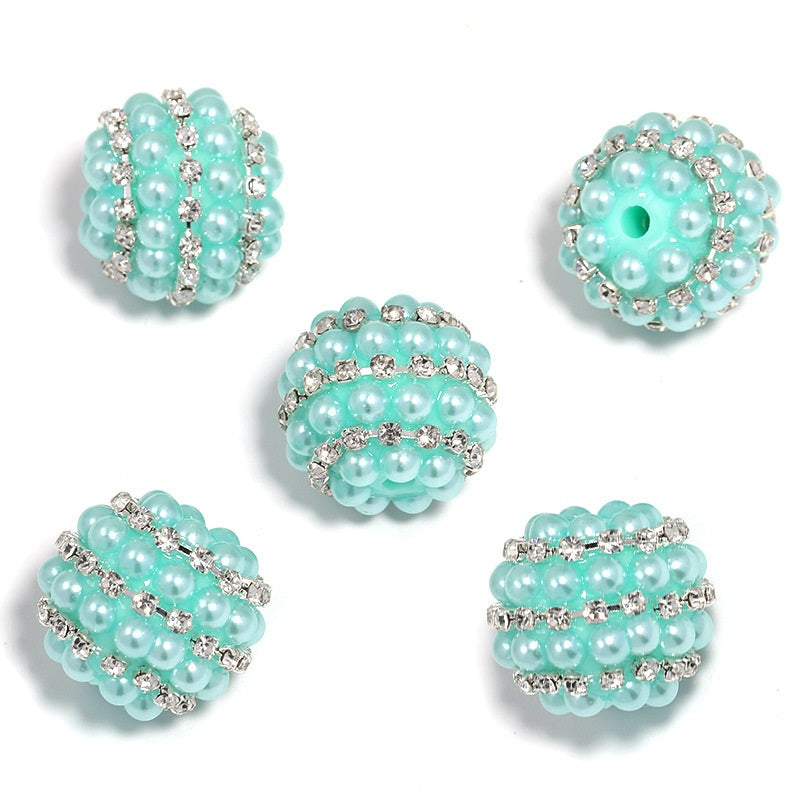 Bead New Candy Color Pearl Diamond Ball Water Diamond Chain Straight Hole Bead DIY Phone Chain Bead Pen Accessories